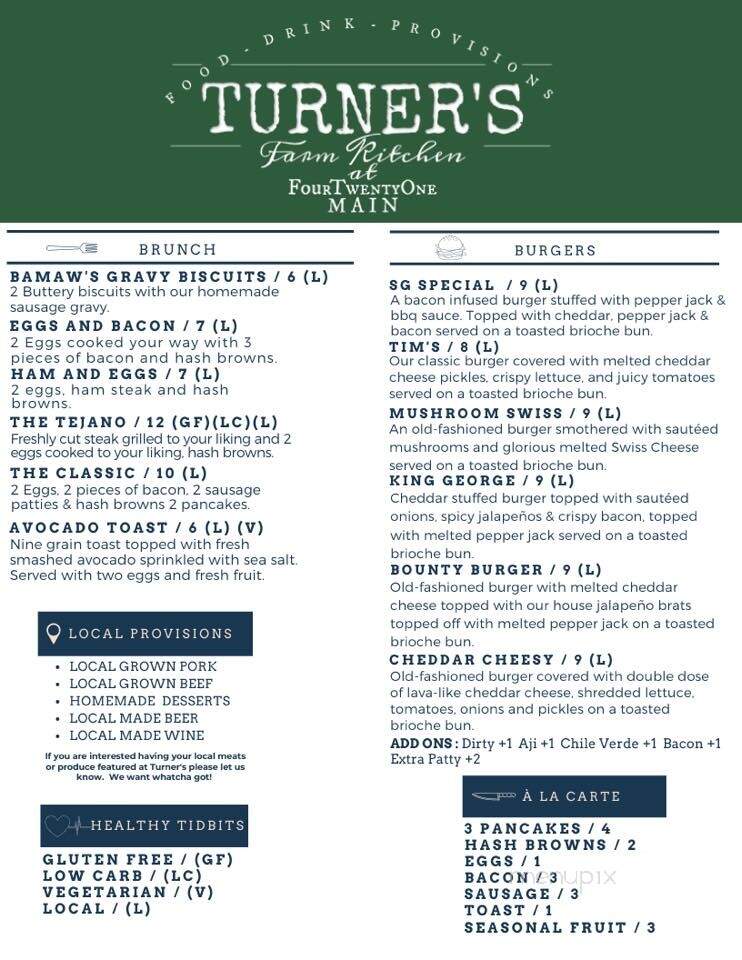 Turner's 421 Farm Kitchen - Burden, KS menu_pic