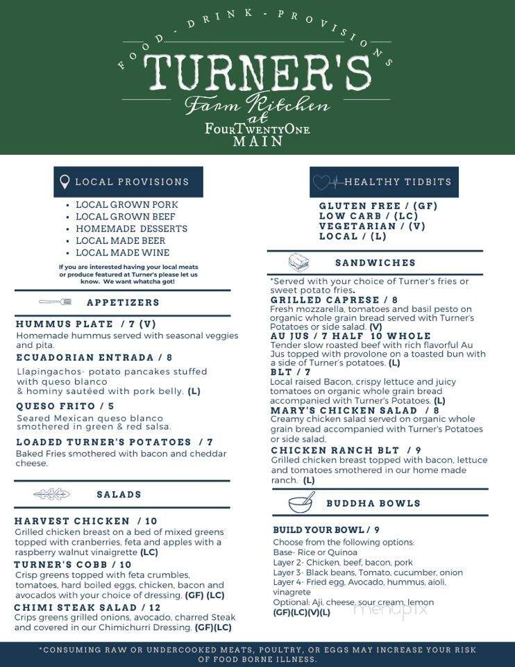 Turner's 421 Farm Kitchen - Burden, KS menu_pic