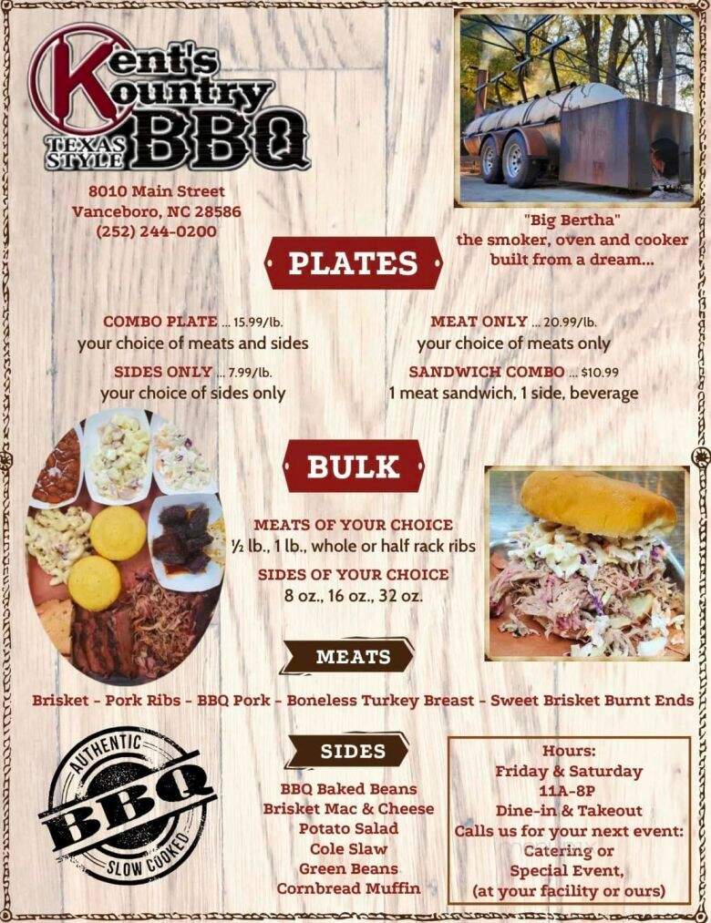 Kent's Kountry BBQ - Vanceboro, NC menu_pic