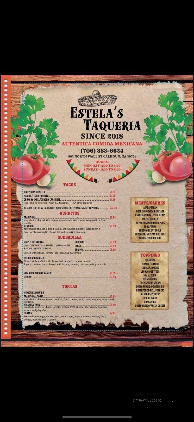 Estela's Taqueria - Calhoun, GA menu_pic