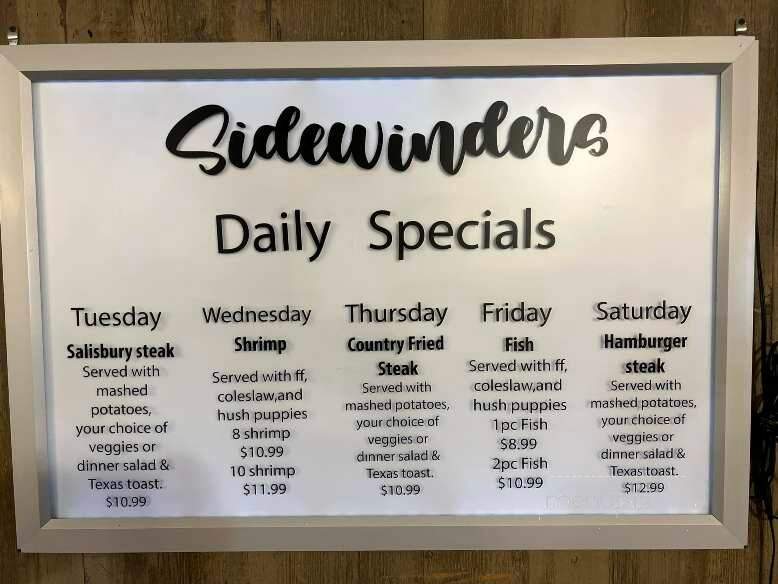 Sidewinders - Noel, MO menu_pic