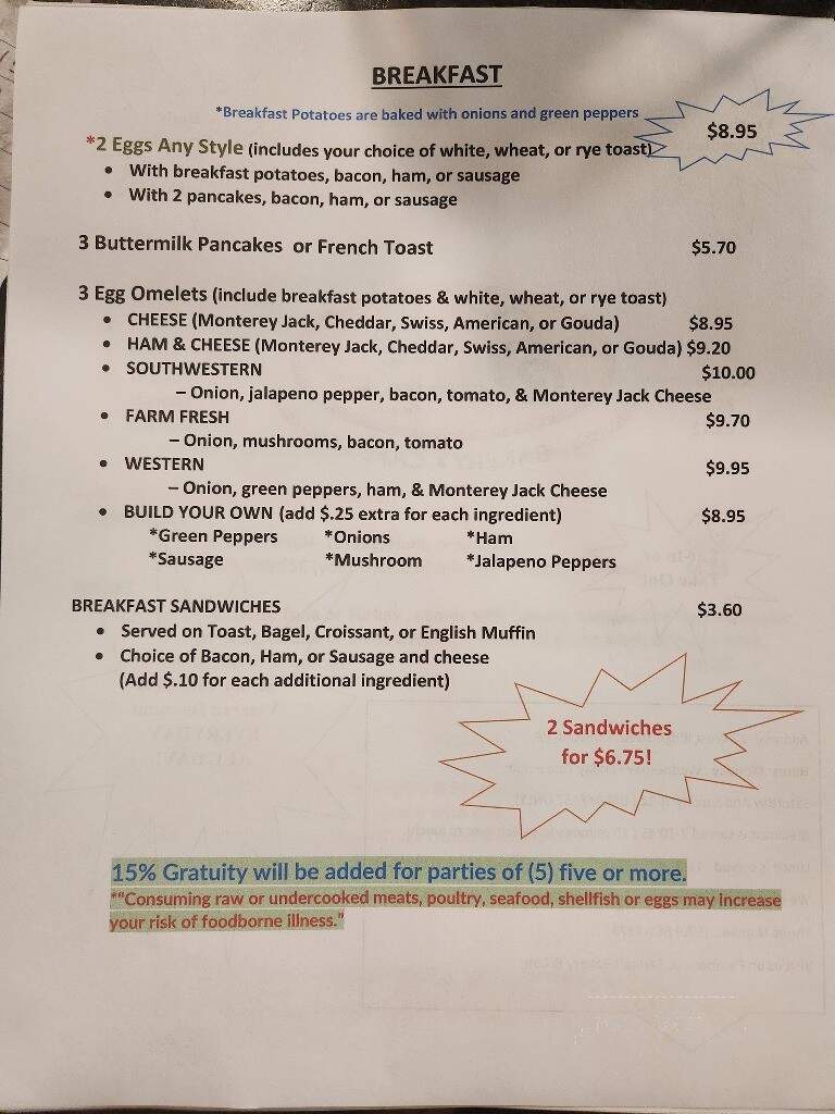 Serina's Bakery & Cafe - Lansford, PA menu_pic