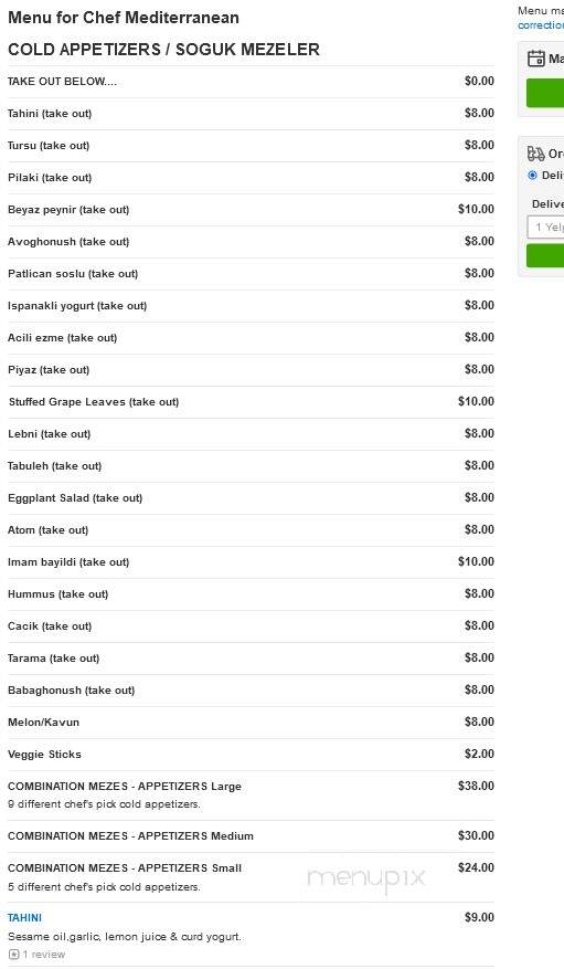 Chef Mediterranean - Cresskill, NJ menu_pic