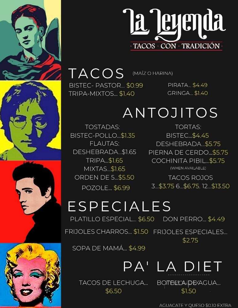 La Leyenda - Brownsville, TX menu_pic