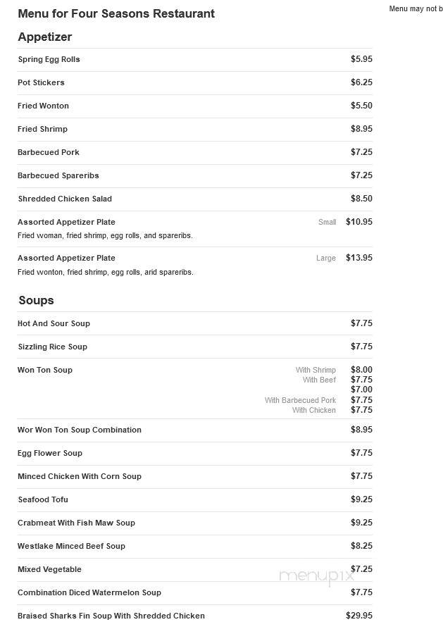 Four Seasons Restaurant - Warfordsburg, PA menu_pic