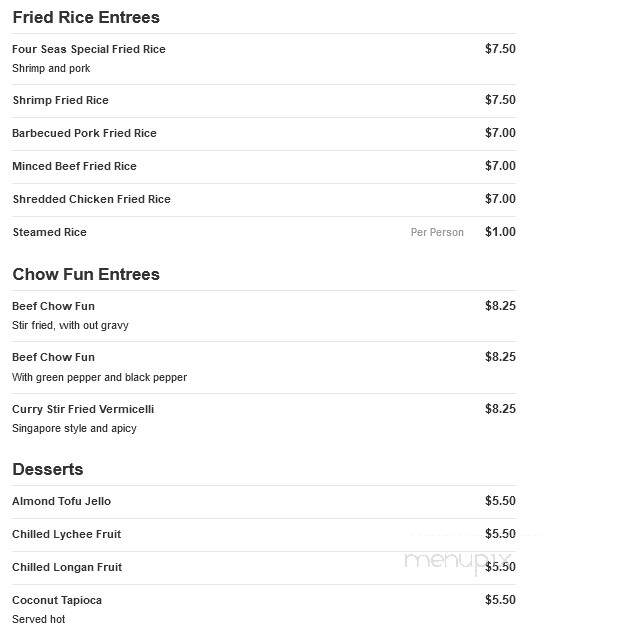 Four Seasons Restaurant - Warfordsburg, PA menu_pic