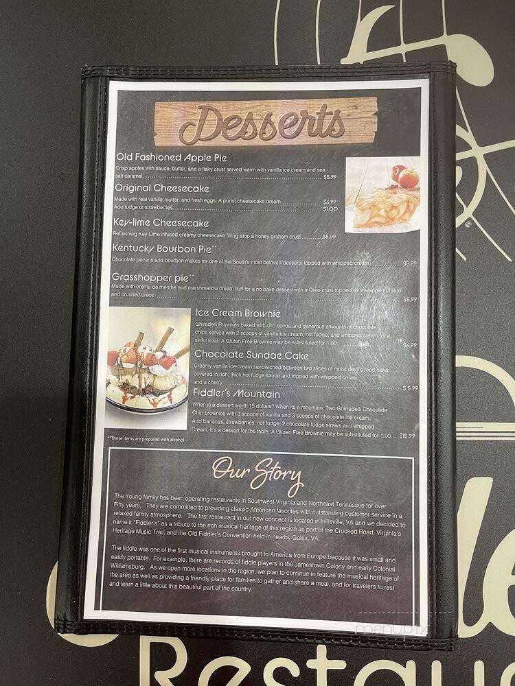 Fiddler's - Hillsville, VA menu_pic