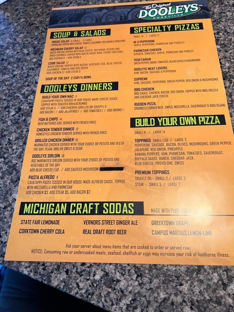 Dooley's Tavern - Roseville, MI menu_pic