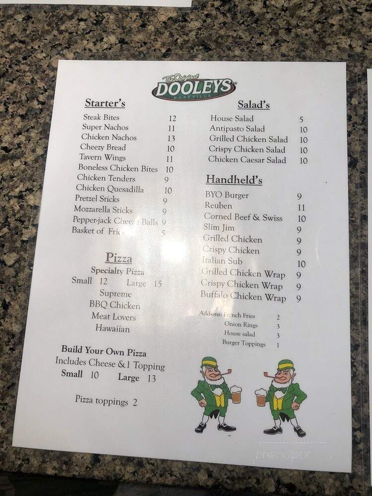 Dooley's Tavern - Roseville, MI menu_pic