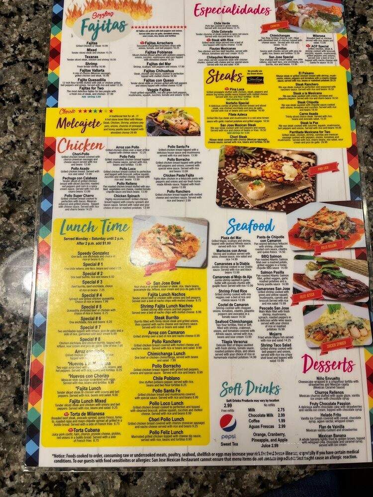 San Jose Mexican Restaurant - Pembroke, NC menu_pic