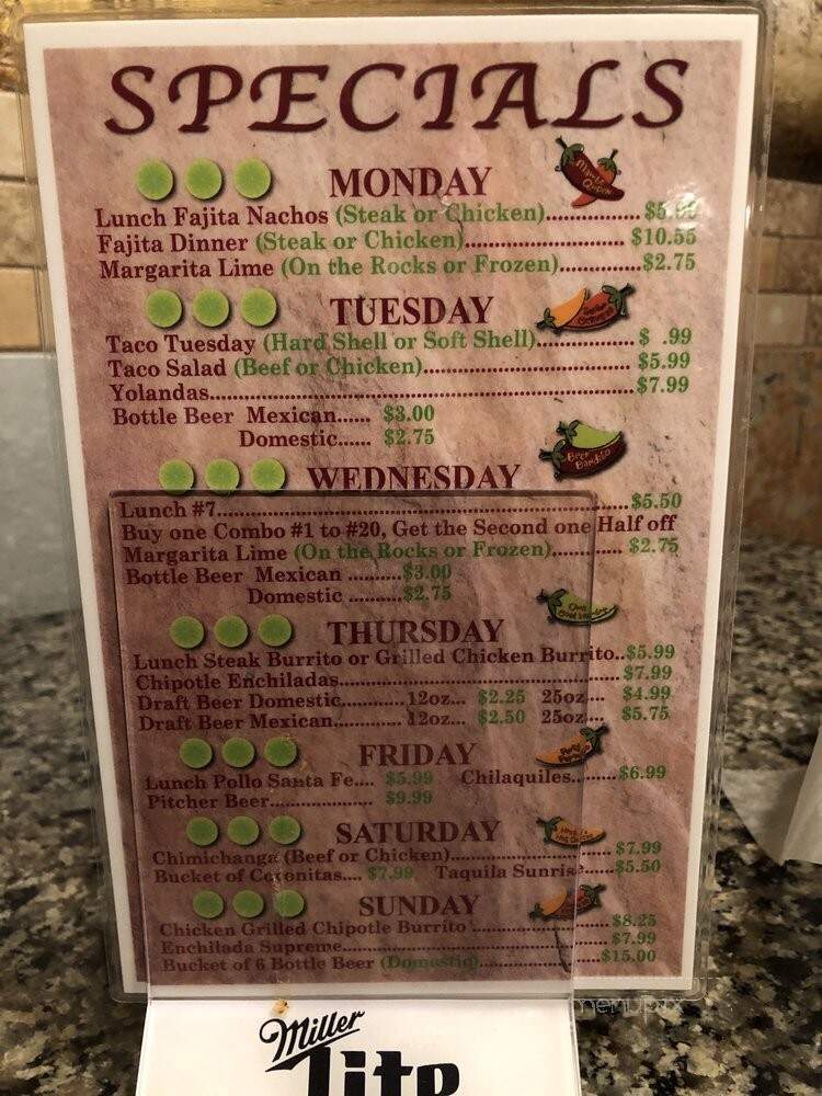 San Jose Mexican Restaurant - Pembroke, NC menu_pic