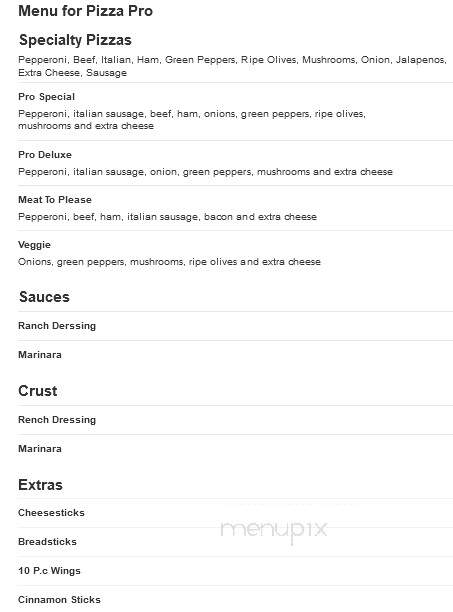 Pizza Pro - Clinton, KY menu_pic