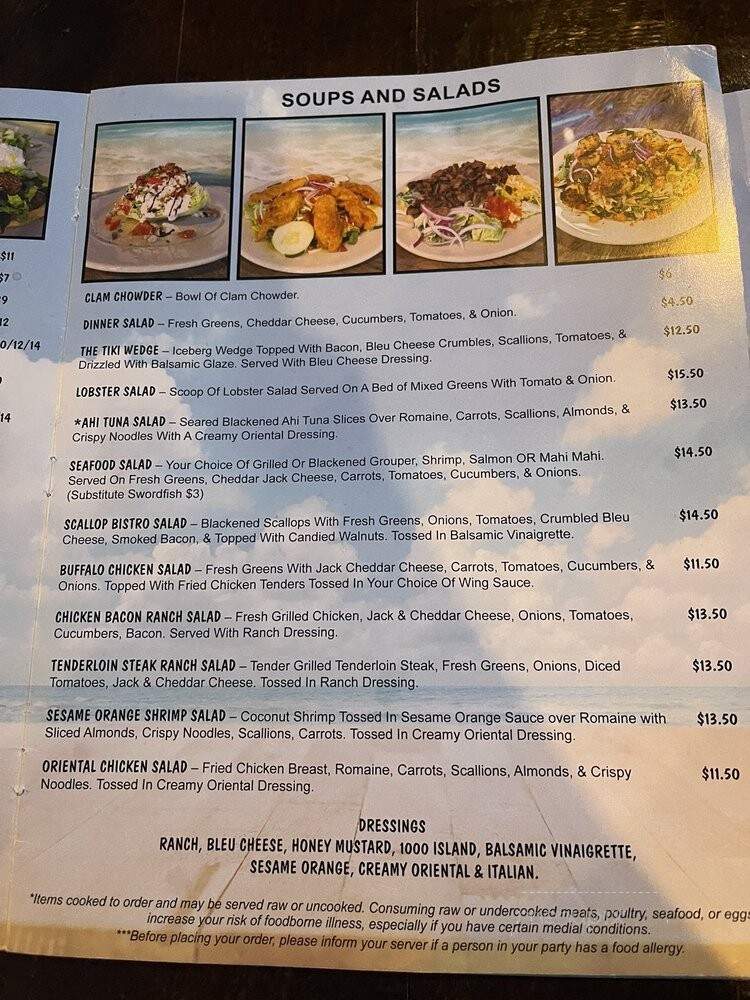 Toucan's Lakefront Restaurant - Mooresville, NC menu_pic