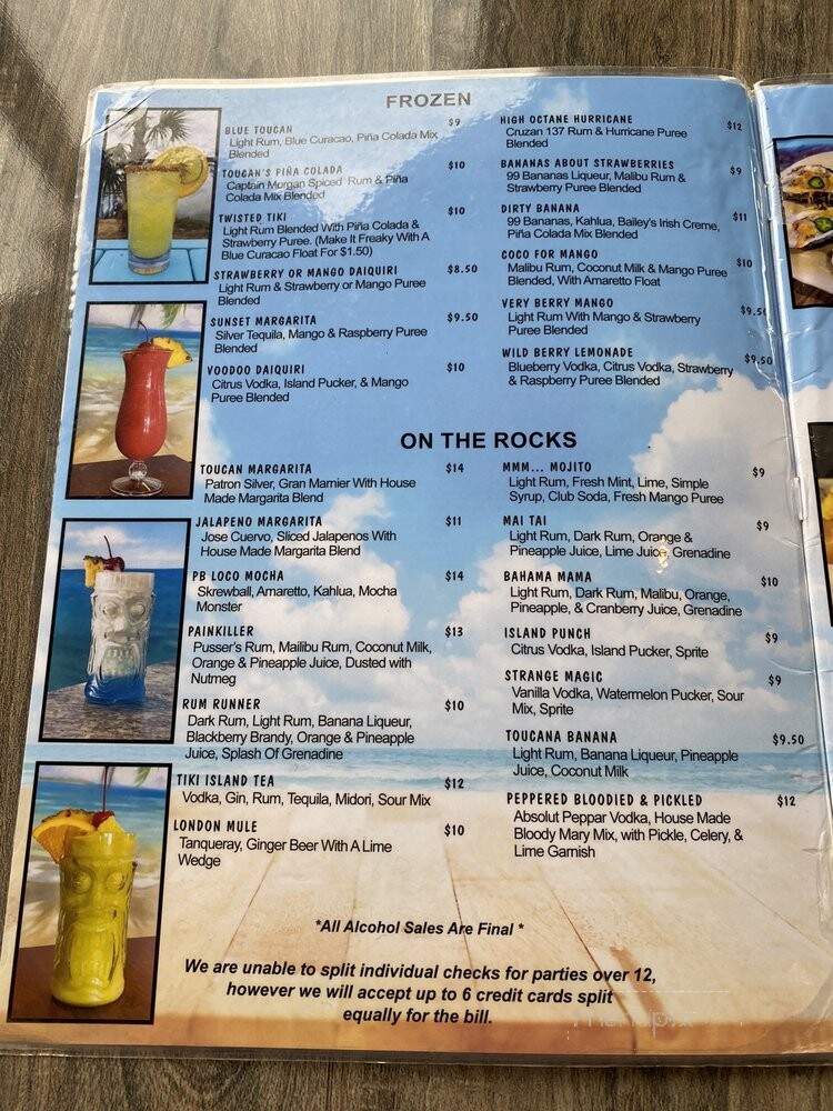 Toucan's Lakefront Restaurant - Mooresville, NC menu_pic