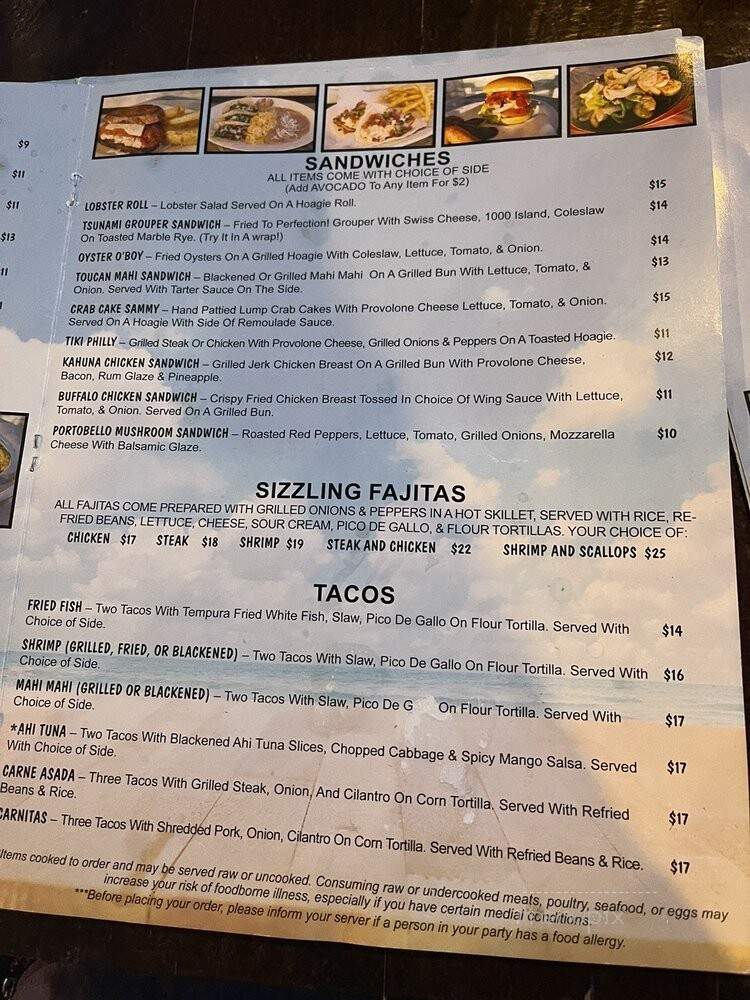 Toucan's Lakefront Restaurant - Mooresville, NC menu_pic