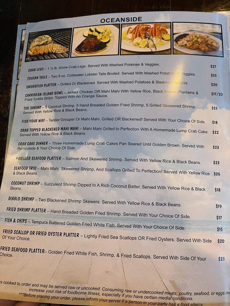 Toucan's Lakefront Restaurant - Mooresville, NC menu_pic
