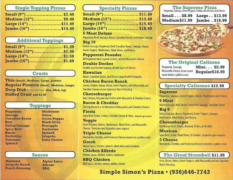 Simple Simon's Pizza - Onalaska, TX