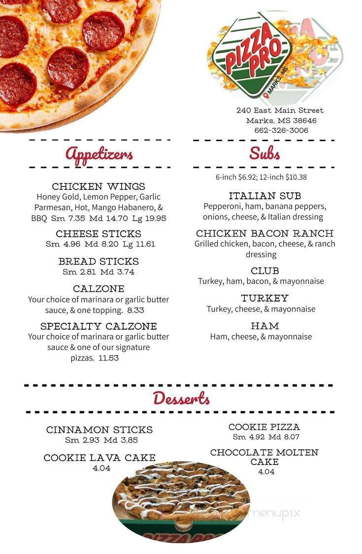 Pizza Pro - Marks, MS menu_pic