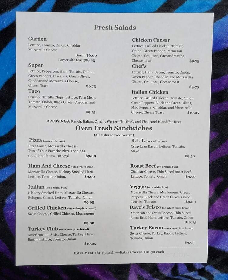 Mio Pizza Shop - Mio, MI menu_pic