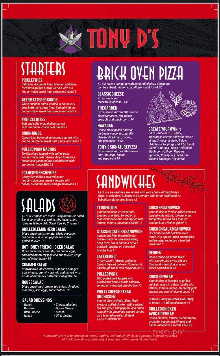 Tony D's - New Palestine, IN menu_pic