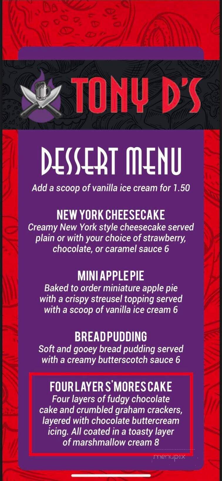 Tony D's - New Palestine, IN menu_pic