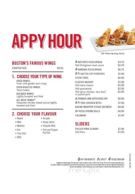 Boston Pizza - Vernon, BC menu_pic