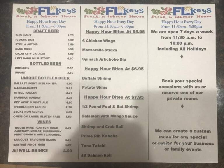 FL Keys Steak & Lobster House - Marathon, FL menu_pic