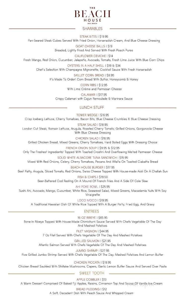 The Beach House Seal Beach - Seal Beach, CA menu_pic