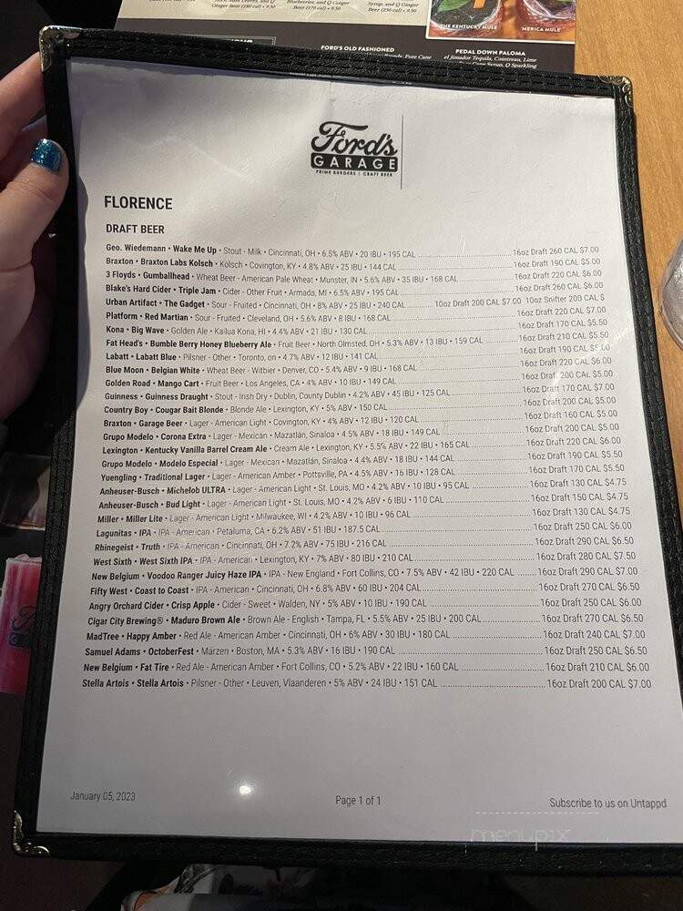 Ford's Garage - Florence, KY menu_pic