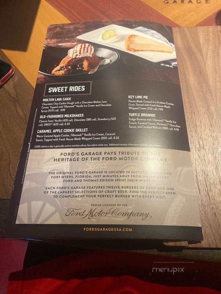 Ford's Garage - Florence, KY menu_pic