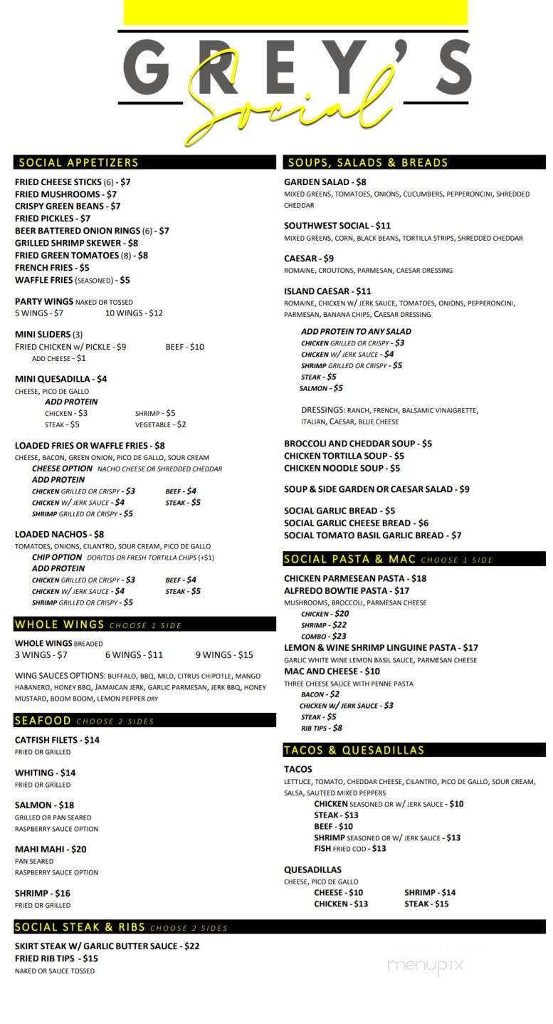 Grey's Social Kitchen & Bar - Oak Forest, IL menu_pic
