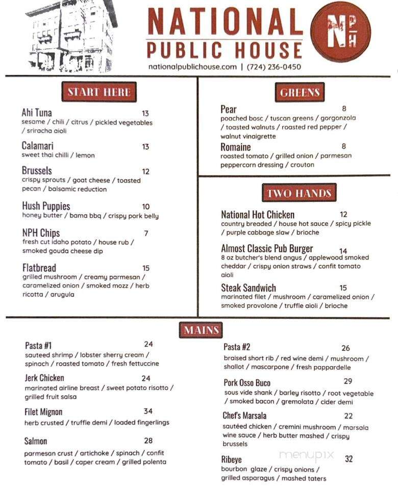 National Public House - Leechburg, PA menu_pic