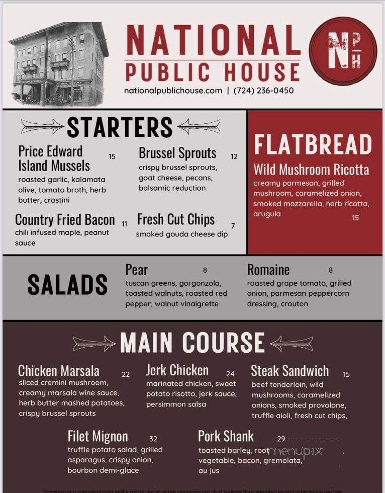 National Public House - Leechburg, PA menu_pic