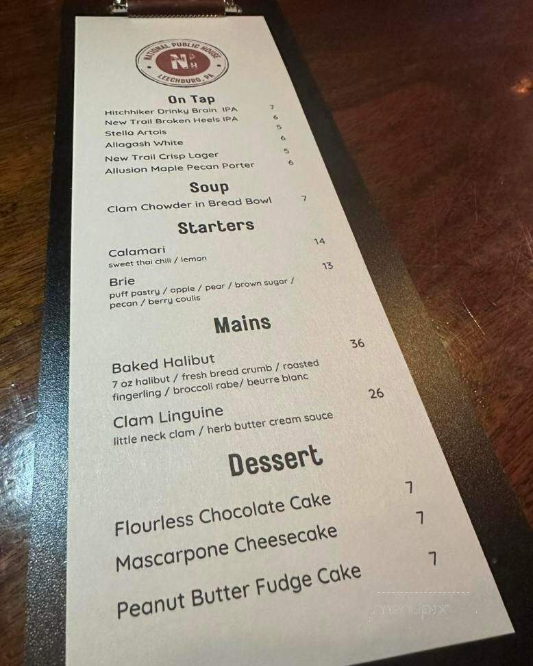 National Public House - Leechburg, PA menu_pic