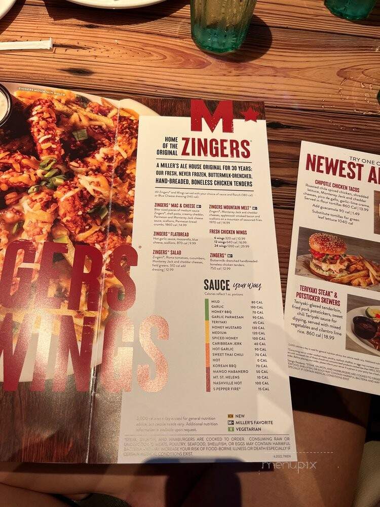 Miller's Ale House - Dawsonville, GA menu_pic