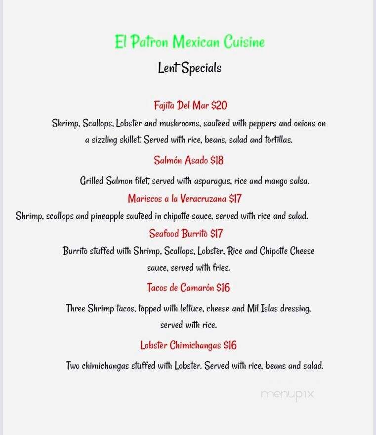 El Patron - Seville, OH menu_pic