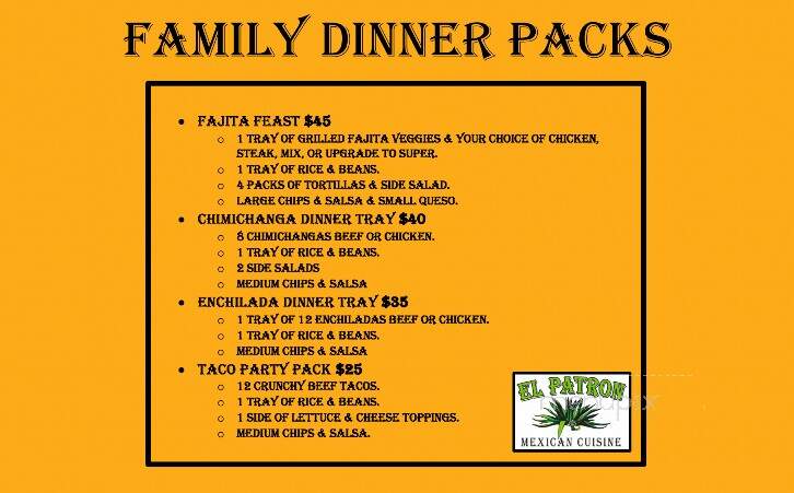 El Patron - Seville, OH menu_pic