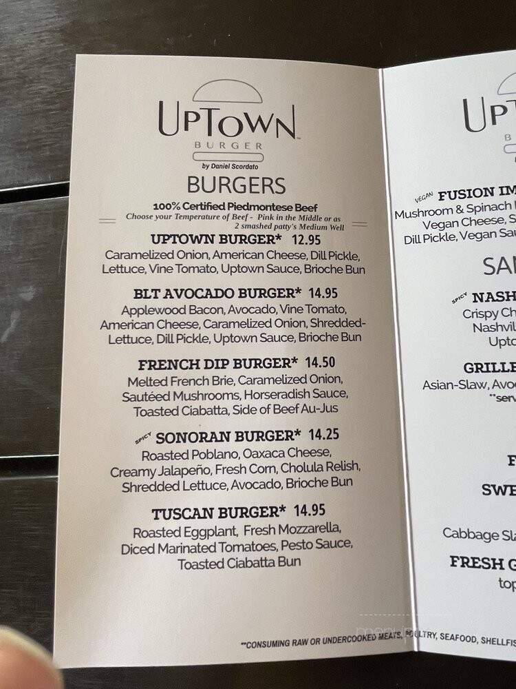 Uptown Burger - Tucson, AZ menu_pic