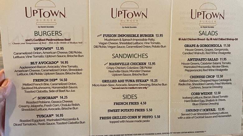 Uptown Burger - Tucson, AZ menu_pic