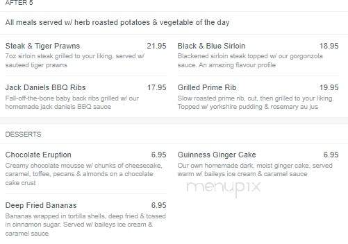 Sir Winstons Pub - Vernon, BC menu_pic