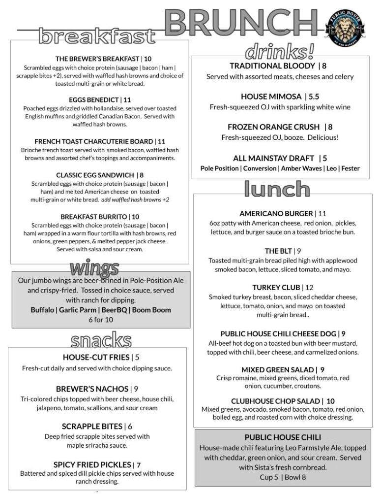 Public House at the Markets - Hanover, PA menu_pic