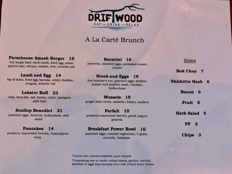 Driftwood South Pier - Sheboygan, WI menu_pic