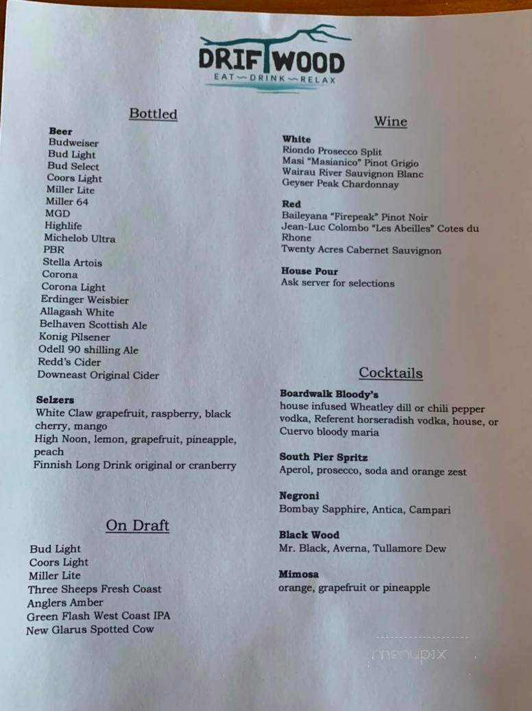 Driftwood South Pier - Sheboygan, WI menu_pic