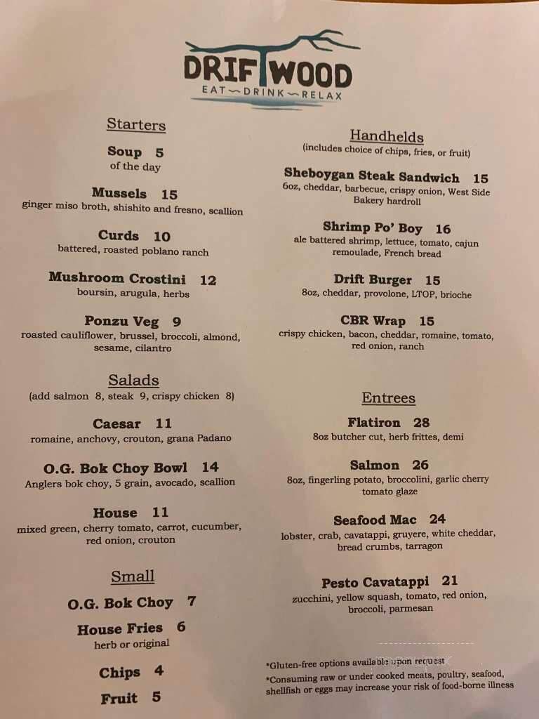 Driftwood South Pier - Sheboygan, WI menu_pic