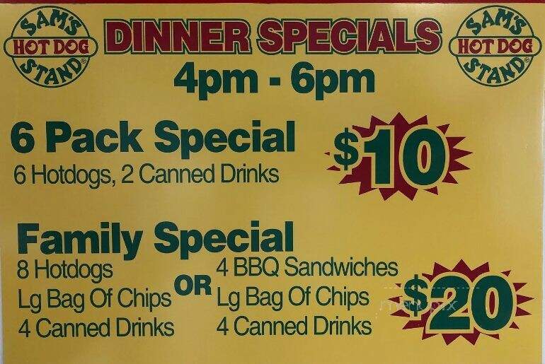 Sam's Hot Dog Stand - Hurricane, WV menu_pic