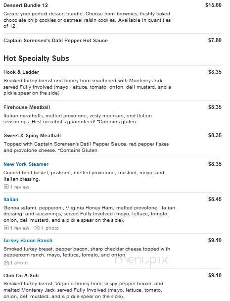 Firehouse Subs - Summerville, SC menu_pic