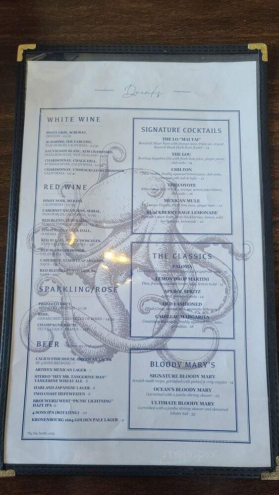 Calico Fish House - Huntington Beach, CA menu_pic