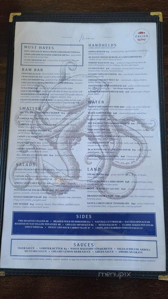 Calico Fish House - Huntington Beach, CA menu_pic