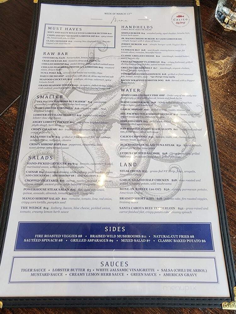 Calico Fish House - Huntington Beach, CA menu_pic