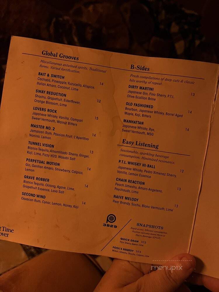 Part Time Lover - San Diego, CA menu_pic